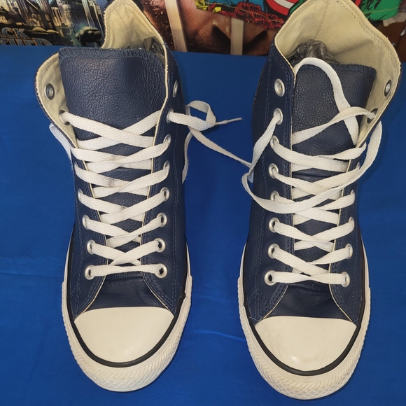 Converse Shoes | Navy Leather Converse High Top | Color: Blue Women 10 Men 8 - Picture 5 of 10
